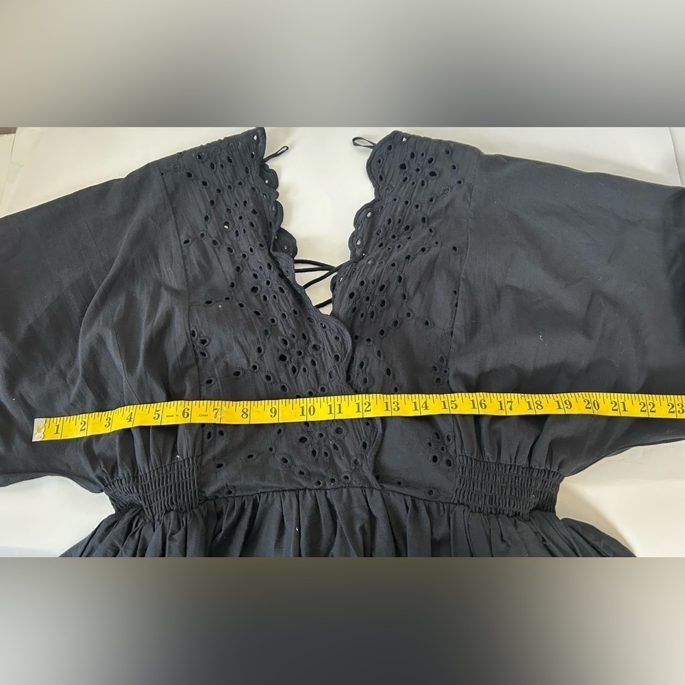 NWT MUSTARD SEED BAILEY EYELET DRESS. Sz.M LACE UP BACK, PUFF SLEEVES, GORGEOUS - Picture 9 of 14